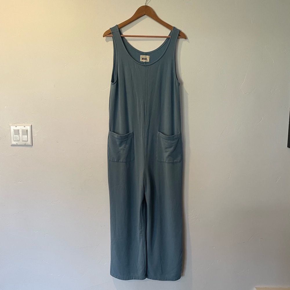 MWL Madewell Superbrushed Blue Sleeveless Pull-on Jumpsuit with Pockets Small